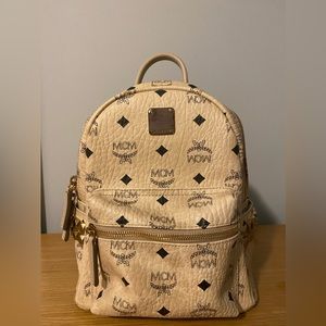 MCM Visetos Side Stud Mini Stark Backpack Beige
